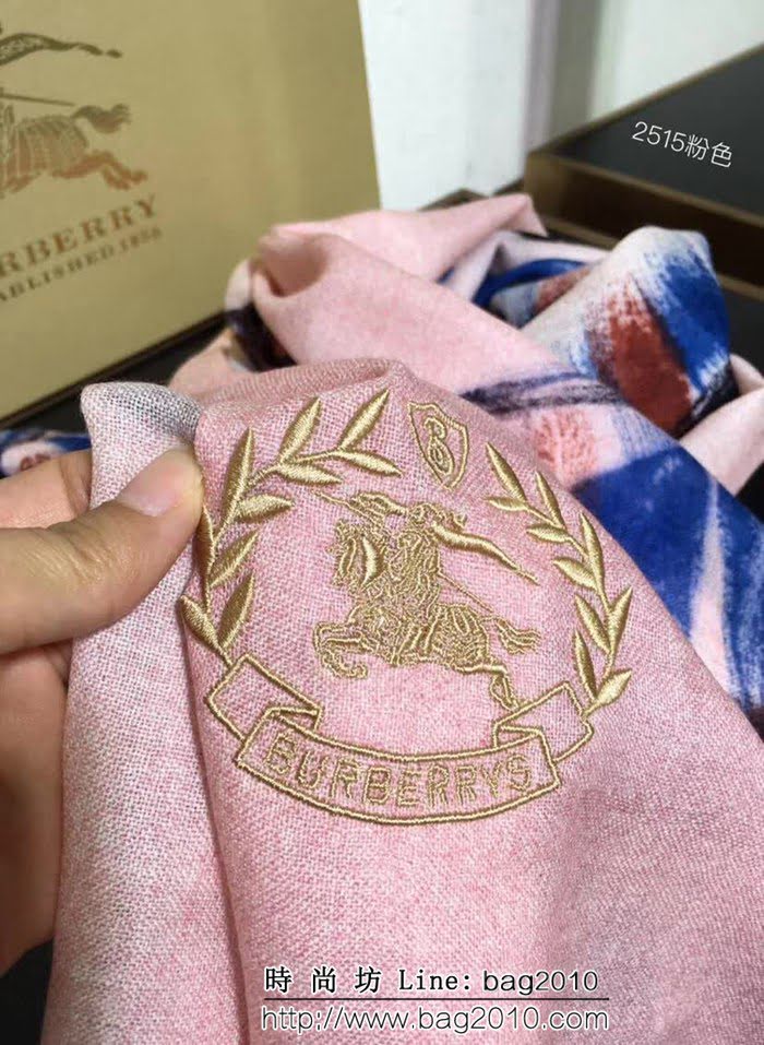 BURBERRY巴寶莉 秋冬新款刺繡戰馬女士高端羊絨羊毛長圍巾 2515 LLWJ6396